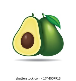 Avocado realistic illustration isolated on white background 