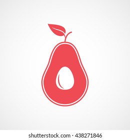 Avocado Red Flat Icon On White Background
