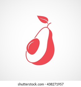 Avocado Red Flat Icon On White Background