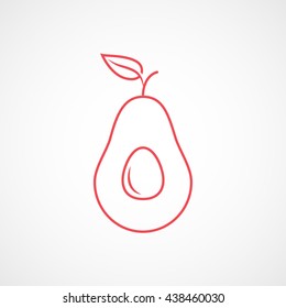 Avocado Red Line Icon On White Background