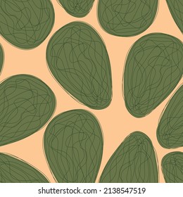 Avocado repeat pattern design. Hand-drawn background. Modern pattern for wrapping paper or fabric.