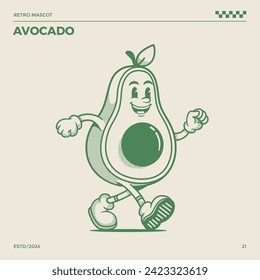 Avocado Retro Mascot, cartoon mascot