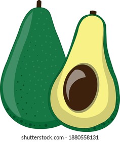 Avocado Ripe Fruit Full And Half Vector Image