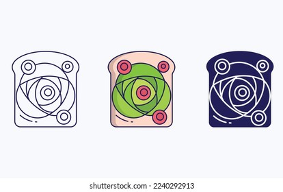 Avocado rose toast illustration vector icon