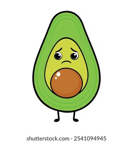 Avocado with sad reaction, face, cartoon, character, emotion, expression, fruit, green, nature