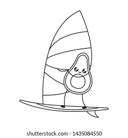 avocado with sailboat kawaii style