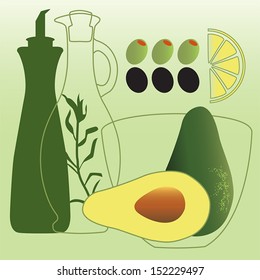 Avocado salad project Ingredients for a fresh avocado salad