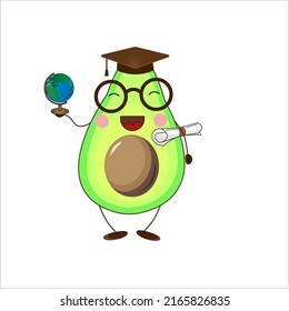 Avocado Scientist Holding A Globe