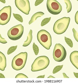 Avocado Seamless Digital Hand drawn pattern