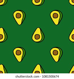 avocado seamless doodle pattern