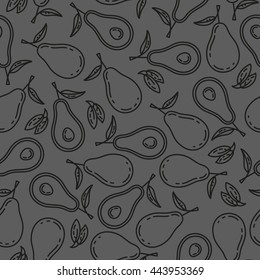 Avocado seamless grey black pattern. Tropic exotic fruit. Health food, fabric wallpaper textile print sticker. Organic flat plane actual summer market and  restaurant cafe cuisine. Tasty menu element