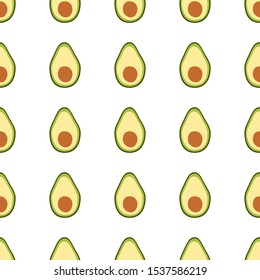 Avocado seamless hand drawn vector pattern illustration. Bright green avocado kitchen textile, fabric, wrapping paper design template. Food, fruit, vegetable background. Vector EPS 10. 