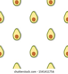 Avocado seamless hand drawn vector pattern illustration. Bright green avocado kitchen textile, fabric, wrapping paper design template. Food, fruit, vegetable background. Vector EPS 10. 