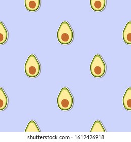 Avocado seamless hand drawn vector pattern illustration. Bright green avocado kitchen textile, fabric, wrapping paper design template. Food, fruit, vegetable background. Vector EPS 10. 