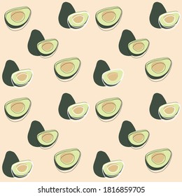 avocado seamless pattern background with outline