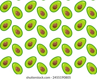 Avocado seamless pattern. Bright repeating vegetable. Healthy food vector illustration