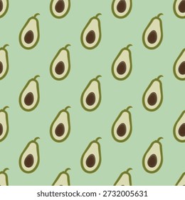 Modelo inconsútil del aguacate en diseño lindo del estilo. Conveniente para el empaquetado de la comida, materia textil, Ilustración vectorial de papel de envoltura en un fondo blanco