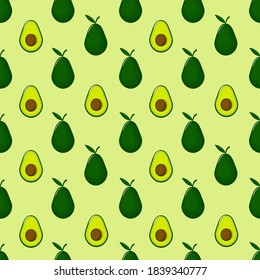 Avocado nahtloses Muster. Design für Stoff, Stoffdruck, Wickelpapier, Küchentextilien. Trendige Vektorgrafik