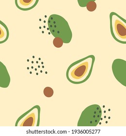 Avocado Nahtloses Muster-Design. Vektorgrafik. 