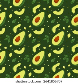 Avocado Seamless Pattern. Avocado Endless Background for Healthy Food Designs. 