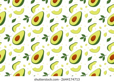 Padrão sem emenda abacate. Avocado Endless Background for Culinary and Kitchen Designs (Fundo sem fim abacate para projetos culinários e de cozinha). 