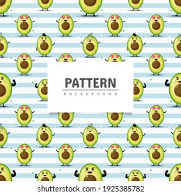 Avocado seamless pattern with expression