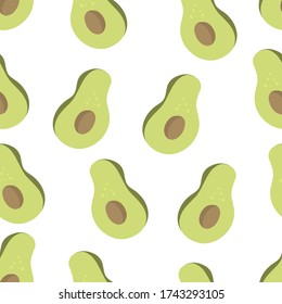 Avocado seamless pattern for fabric, print and organic, vegan, raw products packaging. Vector illustration.Texture for eco and healthy food.