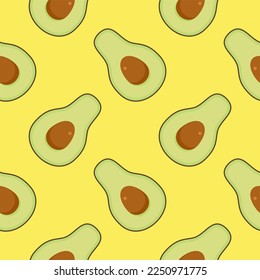 avocado seamless pattern flat design vector illustration