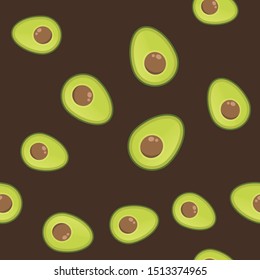 Avocado seamless pattern. Flat vector illustration texture pattern.