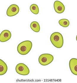 Avocado seamless pattern. Flat vector illustration texture pattern.