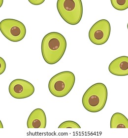 Avocado seamless pattern. Flat vector illustration texture pattern.