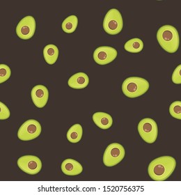 Avocado seamless pattern. Flat vector illustration texture pattern.