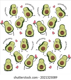 Avocado seamless pattern. Green and healthy.