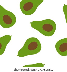 Avocado seamless pattern. Hand drawn vegetable fruit icon for print and web. Vector illustration