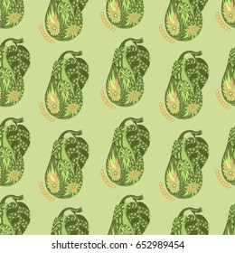 Avocado seamless pattern. Hand drawn. Doodle and zentangle style. Vector illustration.