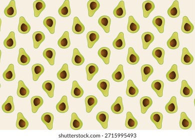 Avocado Seamless Pattern, Hand-Drawn Minimalist Style for Textile Printing
