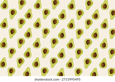 Avocado Seamless Pattern, Hand-Drawn Minimalist Style for Textile Printing