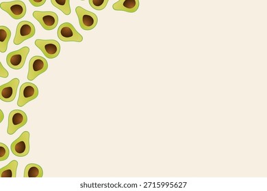 Avocado Seamless Pattern, Hand-Drawn Minimalist Style for Textile Printing