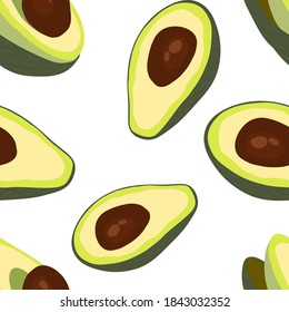 Avocado nahtloses Muster einzeln auf Weiß. Digitales Papierflachdesign. Vektorgrafik. EPS10