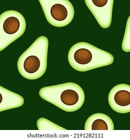 aguacate patrón sin fisuras sobre un fondo negro en la propagación