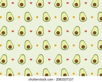 Patrón de aguacate sin fisuras sobre un fondo gris con corazones.Se puede usar para envasar, envolver papel, textil, vegano, empaque de productos crudos. Textos para alimentos ecológicos y saludables