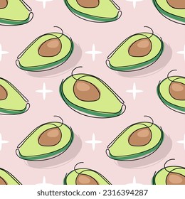 avocado seamless pattern on pink background