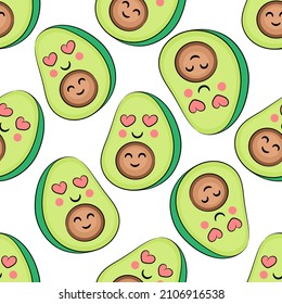 avocado seamless pattern on transparent background