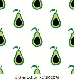 Avocado seamless pattern on a white background. Vegetables collection.