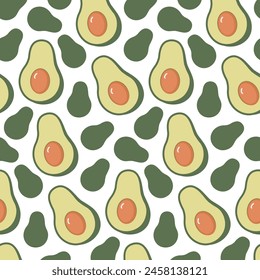 Avocado seamless pattern on white background