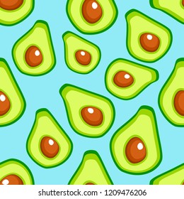 Avocado seamless pattern for print, fabric and organic, vegan, raw products packaging. Texture for eco and healthy food. Seamless vector pattern with fruits avocado.