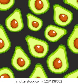 Avocado seamless pattern for print, fabric and organic, vegan, raw products packaging. Texture for eco and healthy food. Seamless vector pattern with fruits avocado.
