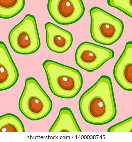 Avocado seamless pattern for print, fabric and organic, vegan, raw products packaging. Texture for eco and healthy food. Seamless vector pattern with fruits avocado.