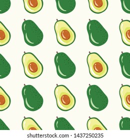 Avocado seamless pattern for print, fabric and organic, vegan, raw products packaging. Texture for Eco products and healthy food.