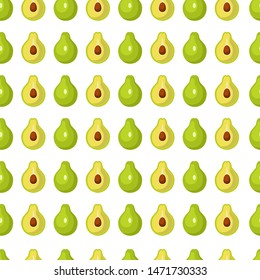 Avocado seamless pattern for print, fabric and organic, raw products packaging. Texture for eco and healthy food on white Background